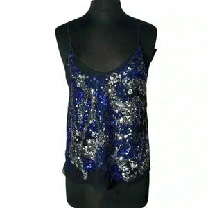 Trouvé Women Sequin Black Multicolor Sleeveless Cami Tank